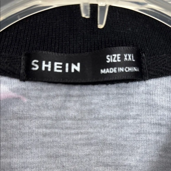 SHEIN Black and Pink Flamingo Polo Shirt - Picture 3 of 7